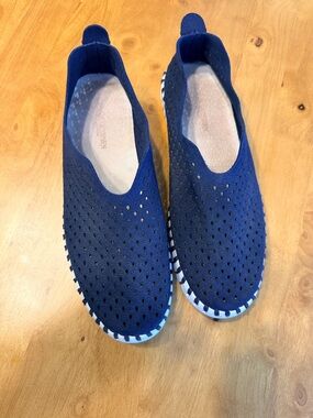 Ilse Jacobsen Tulip 139 Navy Blue Perforated Slip On Loafers Flats Womens 40